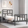 Gray solid wood bed frame with headboard by vidaXL, Beds and slatted bases - Ref: Foro24-3193043, Price: 101,28 €, Discount: %