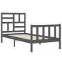 Gray solid wood bed frame with headboard by vidaXL, Beds and slatted bases - Ref: Foro24-3193043, Price: 101,28 €, Discount: %