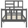 Gray solid wood bed frame with headboard by vidaXL, Beds and slatted bases - Ref: Foro24-3193043, Price: 101,28 €, Discount: %