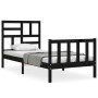 Estructura de cama individual con cabecero madera maciza negro de vidaXL, Camas y somieres - Ref: Foro24-3193040, Precio: 132...