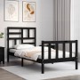 Estructura de cama individual con cabecero madera maciza negro de vidaXL, Camas y somieres - Ref: Foro24-3193040, Precio: 132...