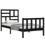 Estructura de cama individual con cabecero madera maciza negro de vidaXL, Camas y somieres - Ref: Foro24-3193040, Precio: 132...