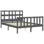 Gray solid wood bed frame with headboard 140x200 cm by vidaXL, Beds and slatted bases - Ref: Foro24-3193013, Price: 160,78 €,...