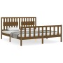 Estructura de cama con cabecero madera maciza marrón miel de vidaXL, Camas y somieres - Ref: Foro24-3192444, Precio: 175,26 €...