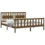 Estructura de cama con cabecero madera maciza marrón miel de vidaXL, Camas y somieres - Ref: Foro24-3192444, Precio: 175,26 €...