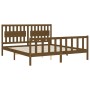 Estructura de cama con cabecero madera maciza marrón miel de vidaXL, Camas y somieres - Ref: Foro24-3192444, Precio: 175,26 €...