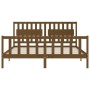 Estructura de cama con cabecero madera maciza marrón miel de vidaXL, Camas y somieres - Ref: Foro24-3192444, Precio: 175,26 €...