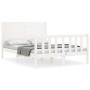 White solid wood bed frame with headboard 140x190 cm by vidaXL, Beds and slatted bases - Ref: Foro24-3192732, Price: 191,41 €...