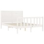 White solid wood bed frame with headboard 140x190 cm by vidaXL, Beds and slatted bases - Ref: Foro24-3192732, Price: 191,41 €...