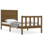 Honey brown solid wood bed frame with headboard by vidaXL, Beds and slatted bases - Ref: Foro24-3192719, Price: 153,96 €, Dis...