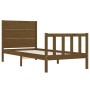 Honey brown solid wood bed frame with headboard by vidaXL, Beds and slatted bases - Ref: Foro24-3192719, Price: 153,96 €, Dis...