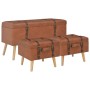 Storage Stools 3 Pcs Tan Synthetic Leather by vidaXL, Benches for halls and storage - Ref: Foro24-247532, Price: 145,49 €, Di...