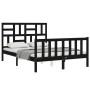 Estructura de cama con cabecero madera maciza negro 120x200 cm de vidaXL, Camas y somieres - Ref: Foro24-3193075, Precio: 178...