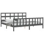 Double bed frame with gray solid wood headboard by vidaXL, Beds and slatted bases - Ref: Foro24-3193028, Price: 164,99 €, Dis...