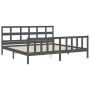 Double bed frame with gray solid wood headboard by vidaXL, Beds and slatted bases - Ref: Foro24-3193028, Price: 164,99 €, Dis...