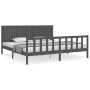 Estructura de cama con cabecero madera maciza gris 200x200 cm de vidaXL, Camas y somieres - Ref: Foro24-3192968, Precio: 189,...