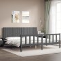 Estructura de cama con cabecero madera maciza gris 200x200 cm de vidaXL, Camas y somieres - Ref: Foro24-3192968, Precio: 189,...