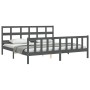 Gray solid wood bed frame with headboard 200x200 cm by vidaXL, Beds and slatted bases - Ref: Foro24-3193033, Price: 167,36 €,...