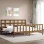 Honey brown solid wood bed frame and headboard 200x200 cm by vidaXL, Beds and slatted bases - Ref: Foro24-3193034, Price: 167...