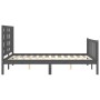 Gray solid wood bed frame with headboard 120x200 cm by vidaXL, Beds and slatted bases - Ref: Foro24-3192813, Price: 147,99 €,...