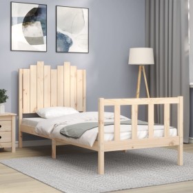 Estructura de cama con cabecero madera maciza 90x200 cm de vidaXL, Camas y somieres - Ref: Foro24-3192281, Precio: 96,99 €, D...