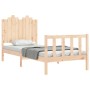 Bed frame with solid wood headboard 90x200 cm by vidaXL, Beds and slatted bases - Ref: Foro24-3192281, Price: 96,99 €, Discou...