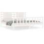 Double bed frame with white solid wood headboard by vidaXL, Beds and slatted bases - Ref: Foro24-3192832, Price: 170,99 €, Di...