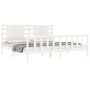 Double bed frame with white solid wood headboard by vidaXL, Beds and slatted bases - Ref: Foro24-3192832, Price: 170,99 €, Di...