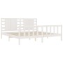 Double bed frame with white solid wood headboard by vidaXL, Beds and slatted bases - Ref: Foro24-3192832, Price: 170,99 €, Di...