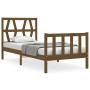 Honey brown solid wood bed frame with headboard by vidaXL, Beds and slatted bases - Ref: Foro24-3192454, Price: 103,26 €, Dis...