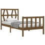 Honey brown solid wood bed frame with headboard by vidaXL, Beds and slatted bases - Ref: Foro24-3192454, Price: 103,26 €, Dis...