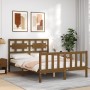 Honey brown solid wood bed frame and headboard 140x200 cm by vidaXL, Beds and slatted bases - Ref: Foro24-3192559, Price: 162...