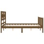 Honey brown solid wood bed frame and headboard 140x200 cm by vidaXL, Beds and slatted bases - Ref: Foro24-3192559, Price: 162...