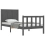 Estructura de cama con cabecero madera maciza gris 90x200 cm de vidaXL, Camas y somieres - Ref: Foro24-3192608, Precio: 123,3...