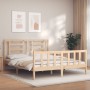 Double bed frame with solid wood headboard by vidaXL, Beds and slatted bases - Ref: Foro24-3192886, Price: 152,88 €, Discount: %