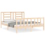 Double bed frame with solid wood headboard by vidaXL, Beds and slatted bases - Ref: Foro24-3192886, Price: 152,88 €, Discount: %