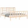 Double bed frame with solid wood headboard by vidaXL, Beds and slatted bases - Ref: Foro24-3192886, Price: 152,88 €, Discount: %