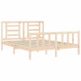 Double bed frame with solid wood headboard by vidaXL, Beds and slatted bases - Ref: Foro24-3192886, Price: 152,88 €, Discount: %