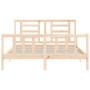 Double bed frame with solid wood headboard by vidaXL, Beds and slatted bases - Ref: Foro24-3192886, Price: 152,88 €, Discount: %