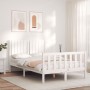 White solid wood bed frame with headboard 120x200 cm by vidaXL, Beds and slatted bases - Ref: Foro24-3192942, Price: 138,52 €...