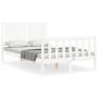 White solid wood bed frame with headboard 120x200 cm by vidaXL, Beds and slatted bases - Ref: Foro24-3192942, Price: 138,52 €...