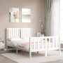 White solid wood bed frame with headboard 120x200 cm by vidaXL, Beds and slatted bases - Ref: Foro24-3192942, Price: 138,52 €...