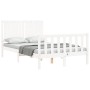 White solid wood bed frame with headboard 120x200 cm by vidaXL, Beds and slatted bases - Ref: Foro24-3192942, Price: 138,52 €...