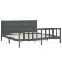 Gray solid wood bed frame with headboard 200x200 cm by vidaXL, Beds and slatted bases - Ref: Foro24-3192773, Price: 189,38 €,...