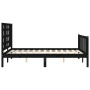 Bed frame with black solid wood headboard 140x200 cm by vidaXL, Beds and slatted bases - Ref: Foro24-3192820, Price: 199,52 €...