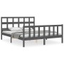 Estructura de cama matrimonio con cabecero madera maciza gris de vidaXL, Camas y somieres - Ref: Foro24-3193018, Precio: 159,...