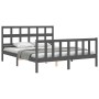 Estructura de cama matrimonio con cabecero madera maciza gris de vidaXL, Camas y somieres - Ref: Foro24-3193018, Precio: 159,...