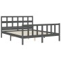 Estructura de cama matrimonio con cabecero madera maciza gris de vidaXL, Camas y somieres - Ref: Foro24-3193018, Precio: 159,...