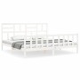 Estructura cama de matrimonio con cabecero madera maciza blanco de vidaXL, Camas y somieres - Ref: Foro24-3193092, Precio: 15...