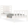 White solid wood bed frame with headboard 90x200 cm by vidaXL, Beds and slatted bases - Ref: Foro24-3192802, Price: 121,45 €,...